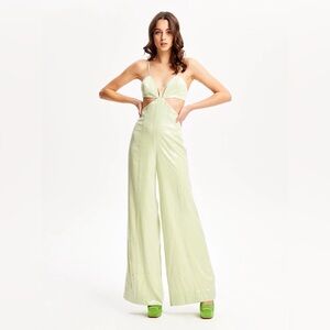 NWT Alice McCall Night Sky Sequin Cut-Out Jumpsuit - Lime Cream US 6